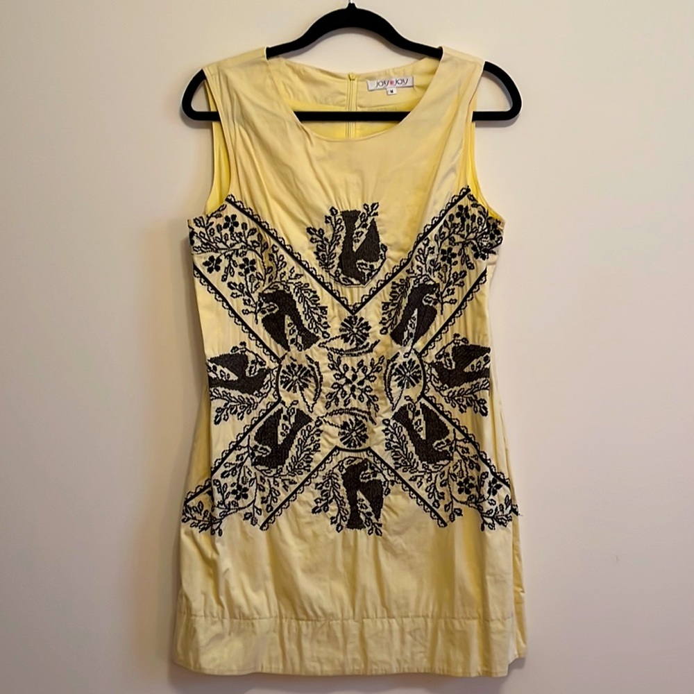Yellow Embroidered Shift Dress